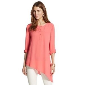 Chico’s Coral Ali Diagonal Hem Top